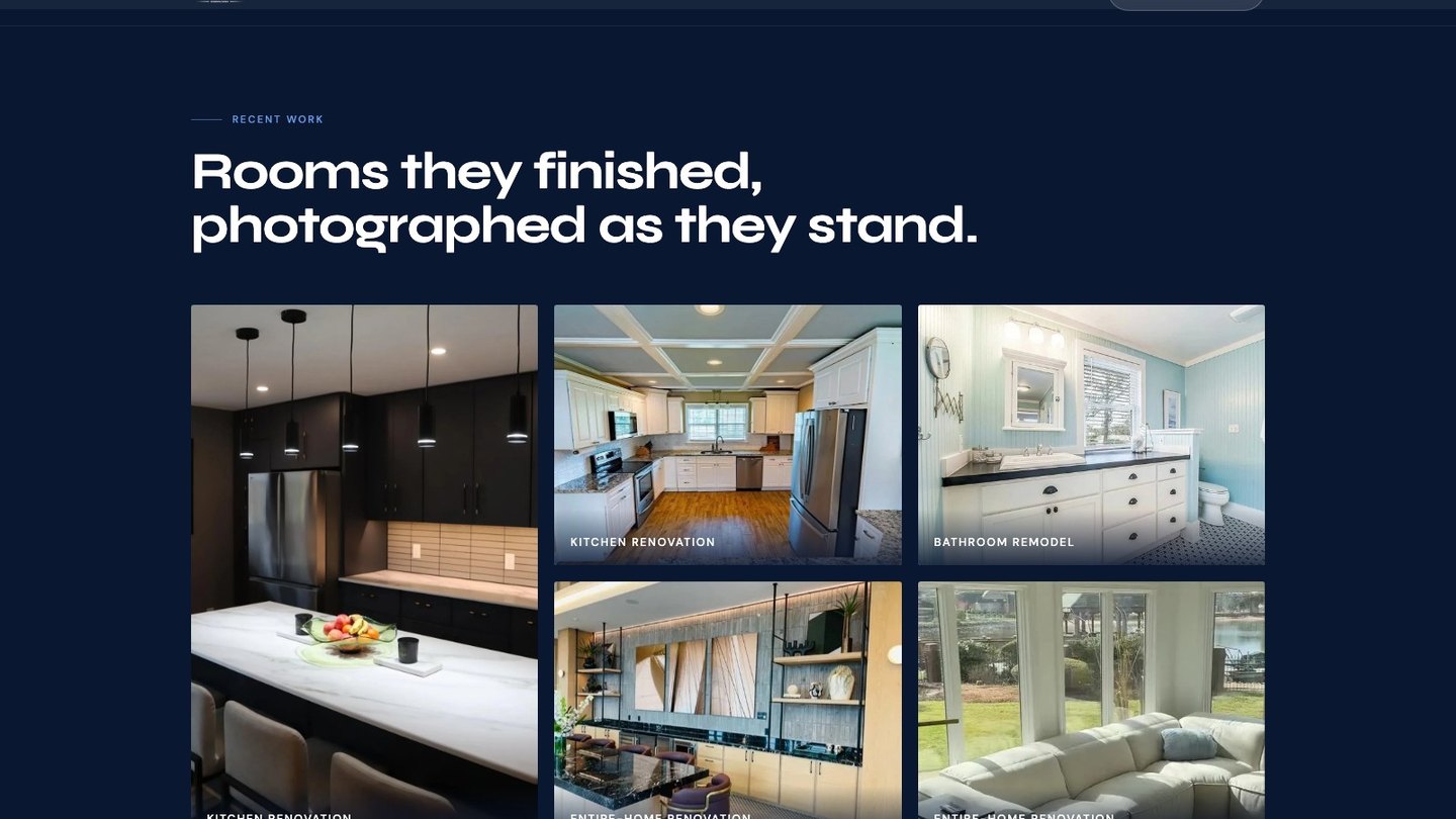 Interior and exterior project work on the new homepage